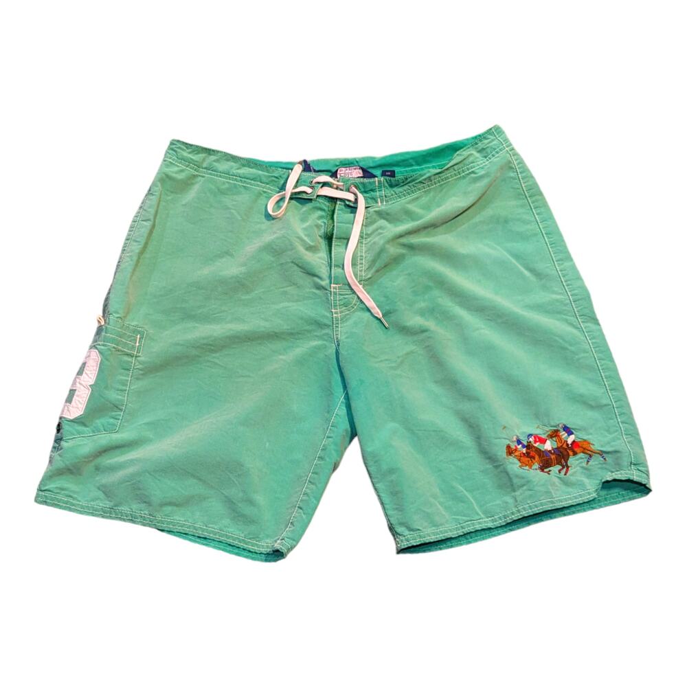 Polo Ralph Lauren Mens Multi Pony Swim Trunks Green Size 34 - Preowned